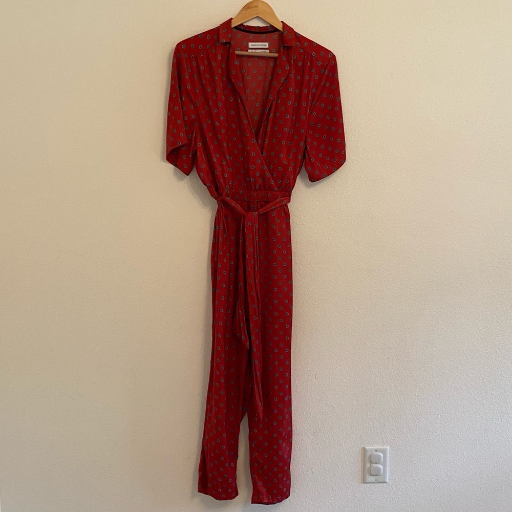 Urban Outfitters Red Silky Jumpsuit